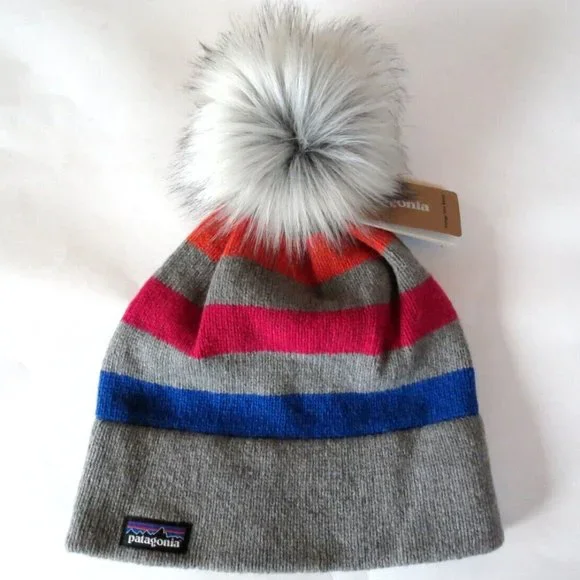 Patagonia Beanie Handmade in USA Pom NWT Patagonia Beanie with Handmade in the USA Faux Fur Pom  main image 3